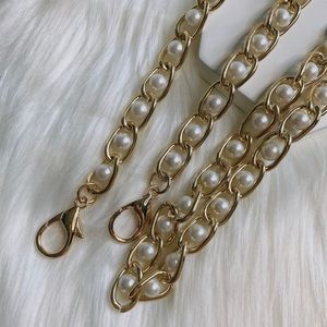 crossbody metal Chain Replacement strap gold pearl 47"